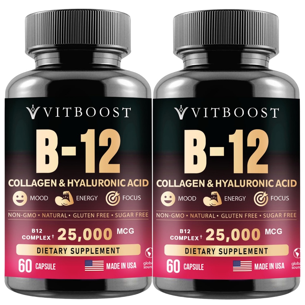 B12 Methylcobalamine met Hyaluronzuur, Collageen en Folate 