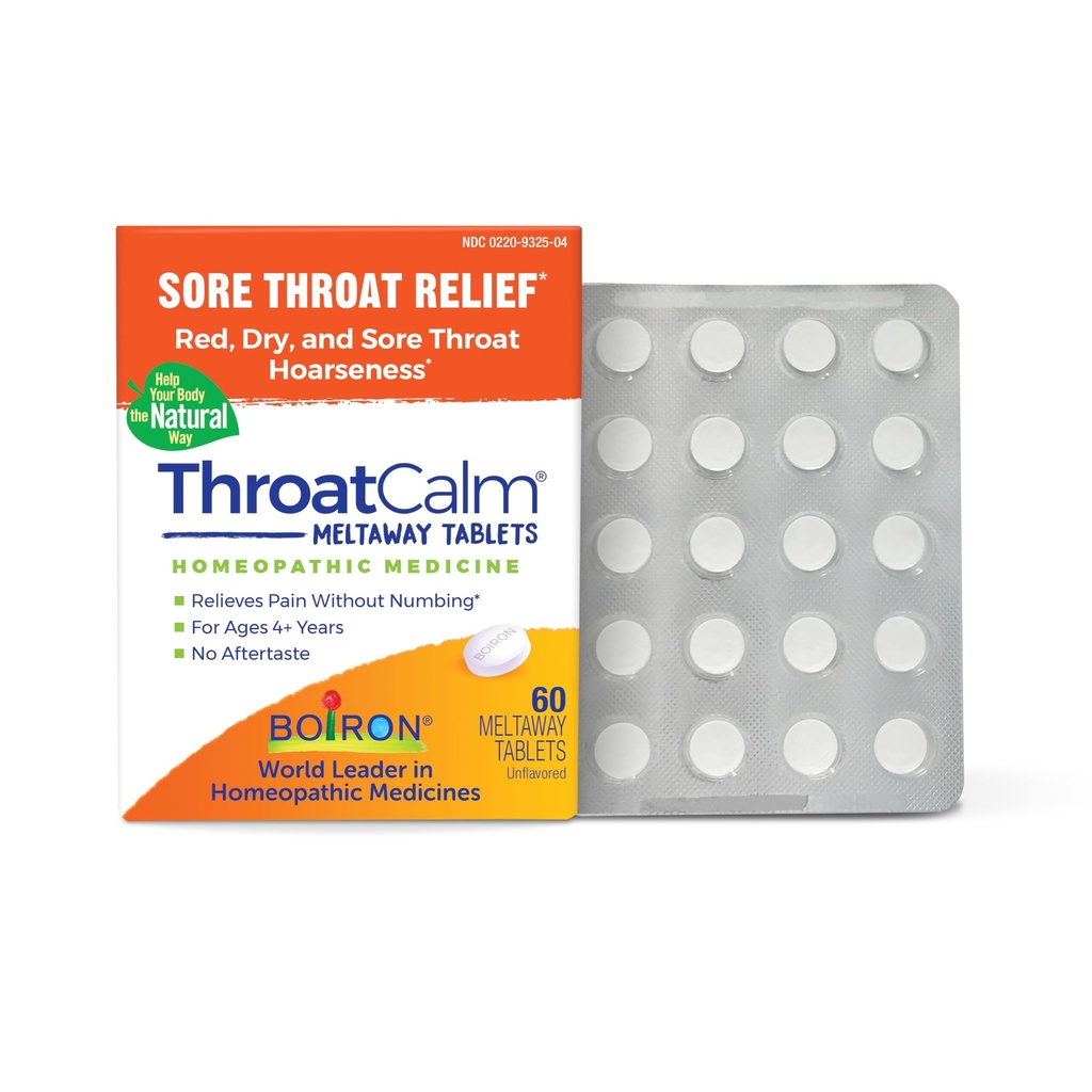 Boiron ThroatCalm tabletten voor pijn verlichting van rood, droog, Scratchy, Sore Throats en Hearseness - 60 Tellen
