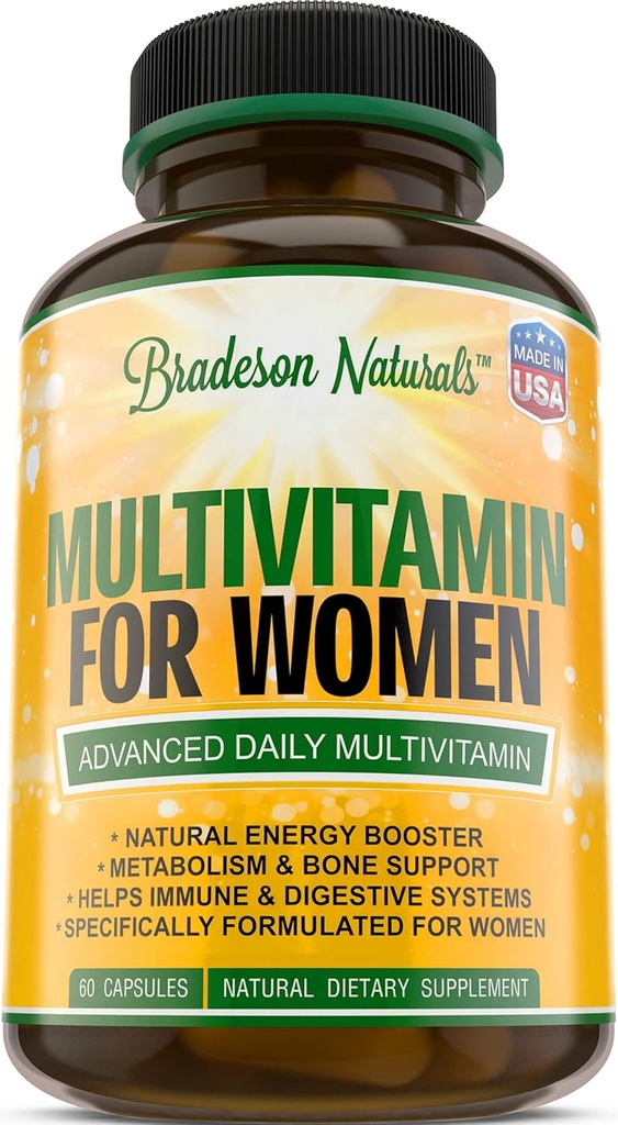 Multivitaminesupplement voor vrouwen. Vitaminen A C D E & Vitamine B Complex. Immuun & Vrouwelijke Ondersteuning + Antioxidant & Natural Energizers. Non-GMO, Glutenvrij, Made in the USA,60 Caps