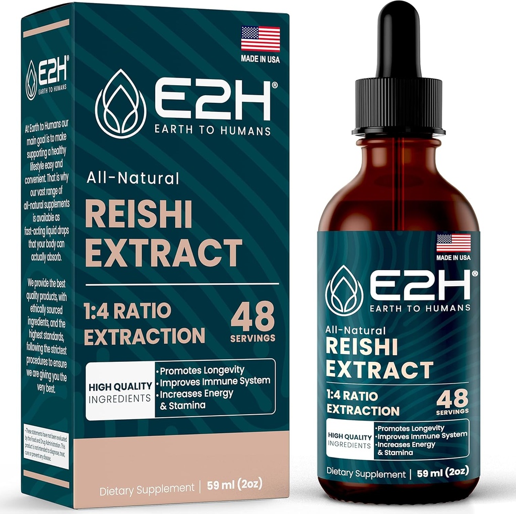 Reishi paddo supplement - snellere absorptie dan Reishi paddo Capsules of poeder - onze Reishi paddo extract bevordert de levensduur - Reishi paddo tinctuur - 2 Fl Oz door E2H