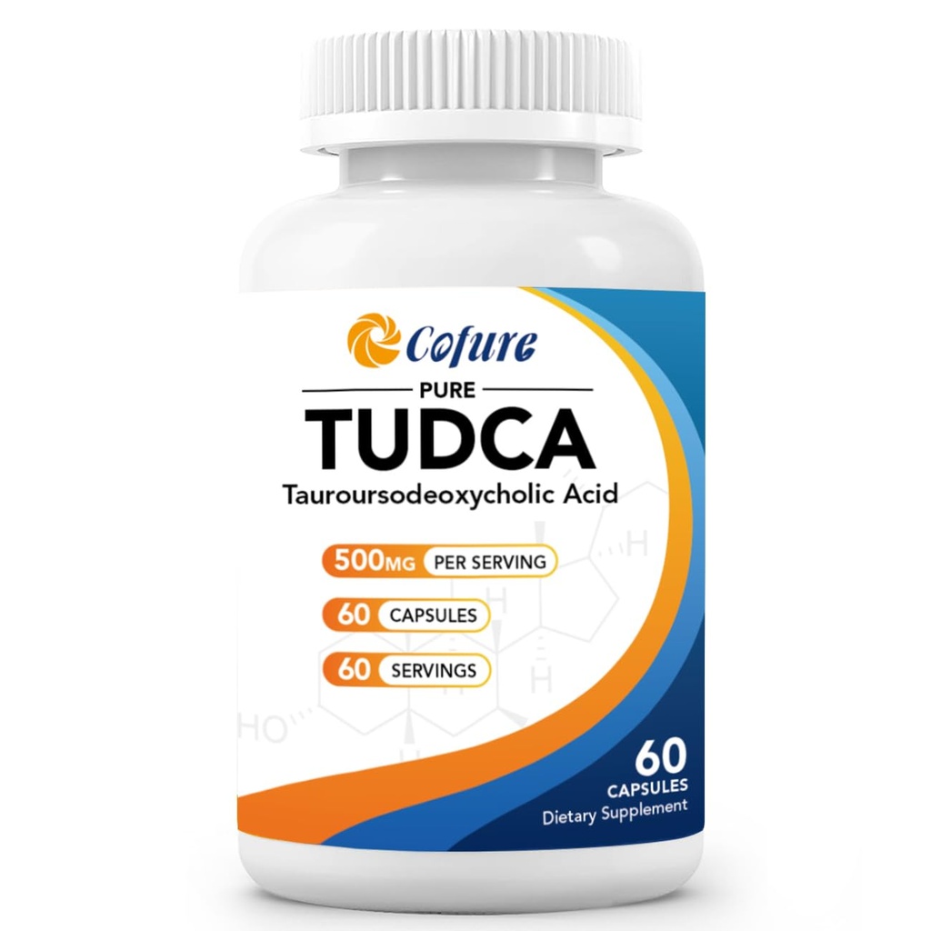 Supplément TUDCA 500mg, soutien du foie et de la vésicule, véritables sels de bile purifiés avec goût amer, végétalien, sans gluten, non OGM - 60 capsules