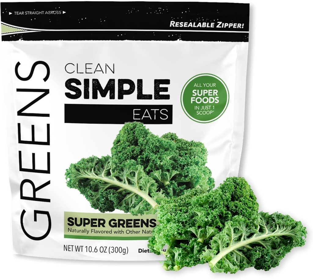 Nettoyant simple mange de la poudre de Super Greens, naturellement aromatisé de la poudre de Greens avec Chlorella, Spiruline, Superfoods & Fibre Prébiotique, Pas d'ingrédients artificiels, sans gluten, Classic Greens Saveur, 30 Srvgs