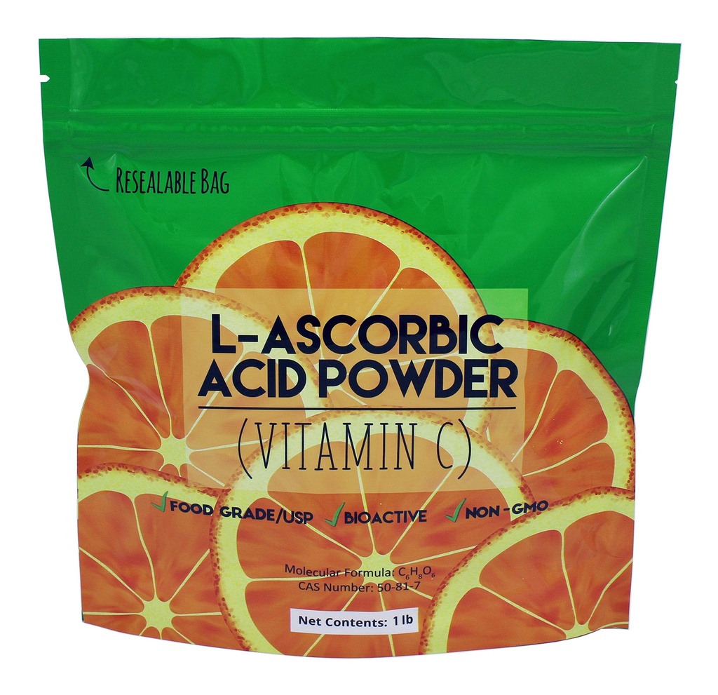 Duda Energy L-Ascorbic Acid Powder 99+% Food Grade USP36/BP2012 Natuurlijk gefermenteerde Pure White Crystals vorm van vitamine C, 1 lb.