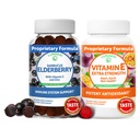 Lunakai Vlierbes en vitamine E Gummies Bundle - Immuun Ondersteuning Supplement met zink en vitamine C Plus 1000iu natuurlijke VIT E Gummy voor oog-en huidgezondheid