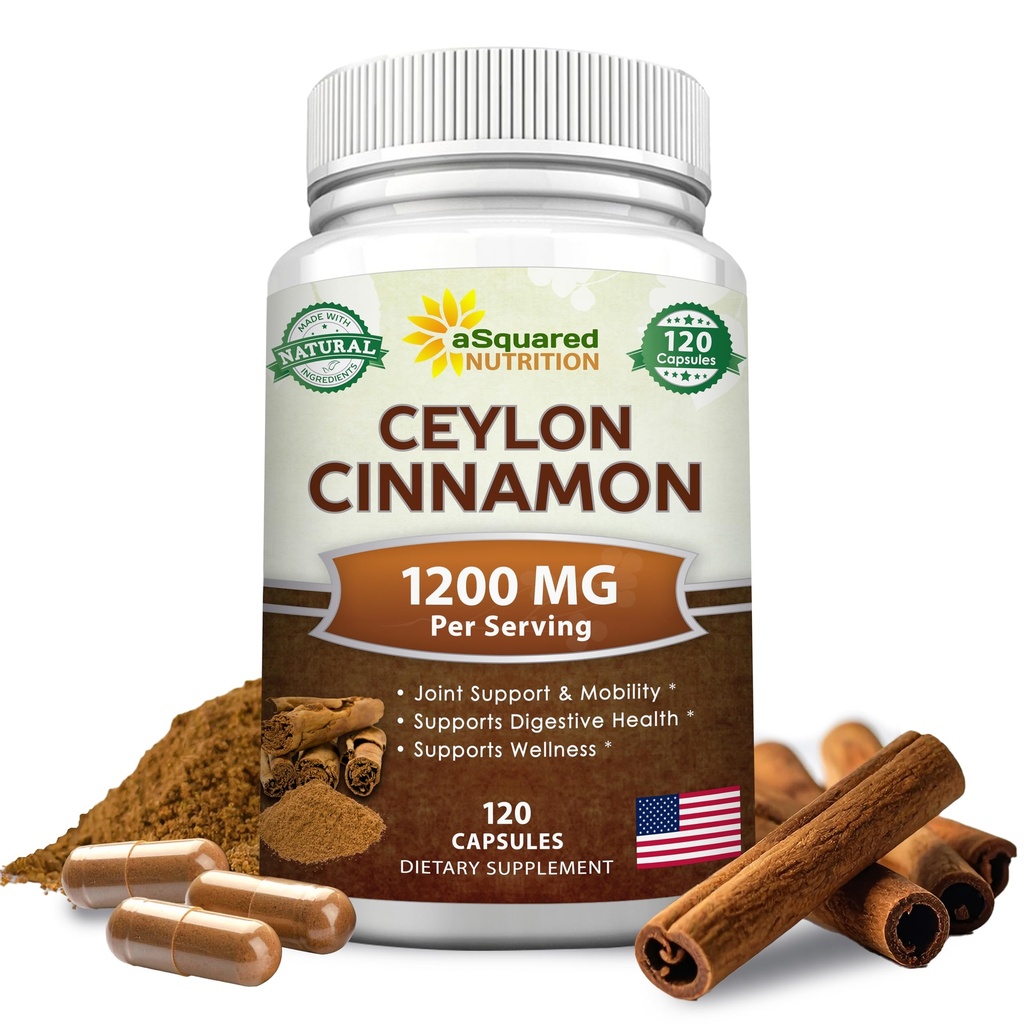 Natuurlijke Ceylon Cinnamon 1200mg - 120 Capsules, echte kaneel uit Sri Lanka, Extract Supplement Pillen bevordert de gezondheid van het hart