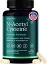 Vegan Lever Detox & Cleanse - NAC Supplement N-Acetyl Cysteine 600mg met quercetine, melkdistel, molybdeen en selenium, N-Acetyl-Cysteine Capsules voor Immune Support 