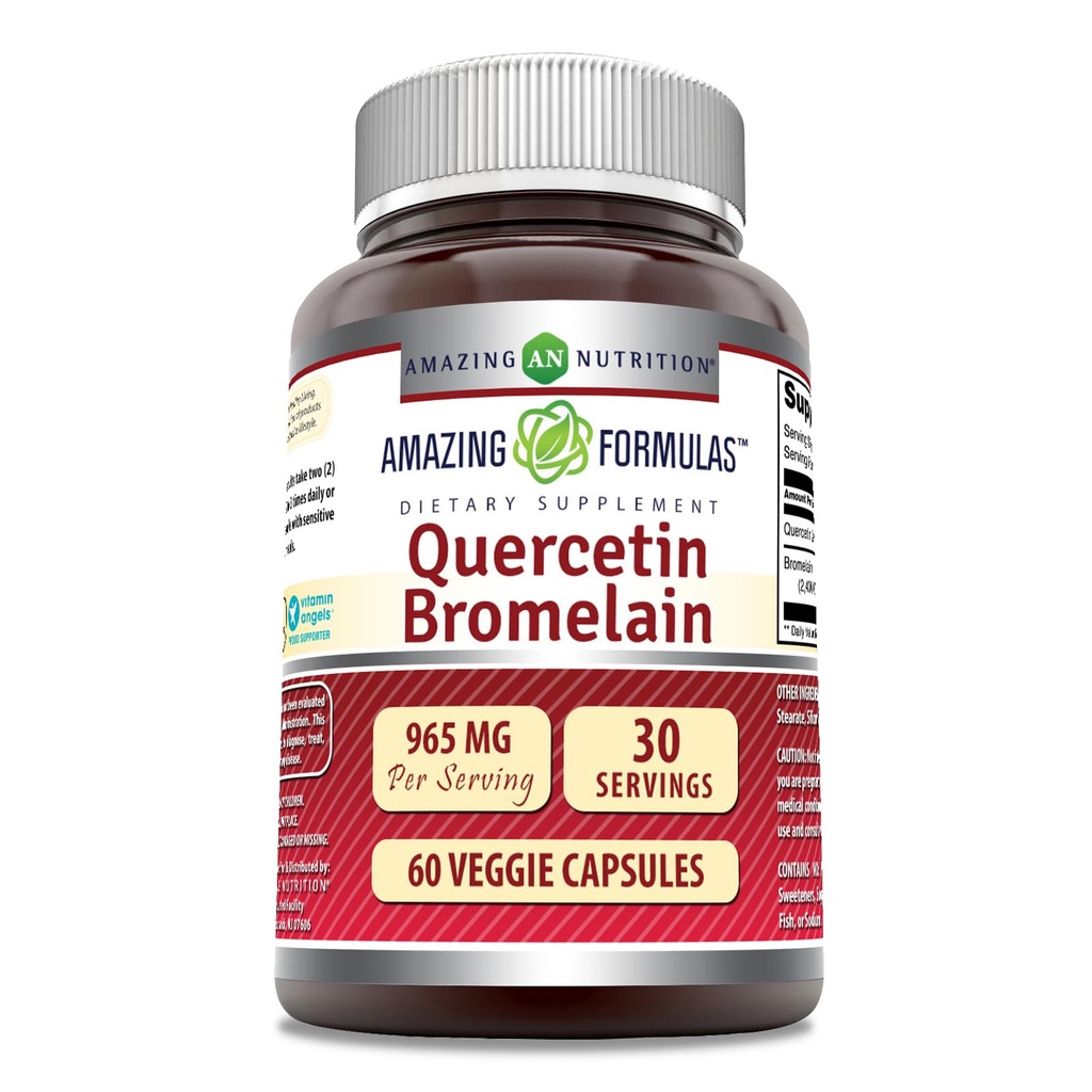 Verbazingwekkende Voeding Quercetin 800 Mg met Bromelain 165 Mg Veggie Capsules Supplement 