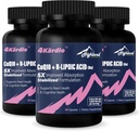 CoQ10 100mg + R-Lipoïnezuur 200mg per portie, 3 maand supply, Tot 5X verbeterde absorptie, R-Lipoïnezuur/CoQ10 Supplement voor hartgezondheid en cognitieve gezondheid-180 Capsules