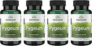 Swanson Pygeum - Supplément à base de plantes pour promouvoir la santé prostate masculine, la vésicule et le soutien de la santé urinaire - Supplément de santé pour hommes - (100 capsules, 125 mg chacune) 4 Pack