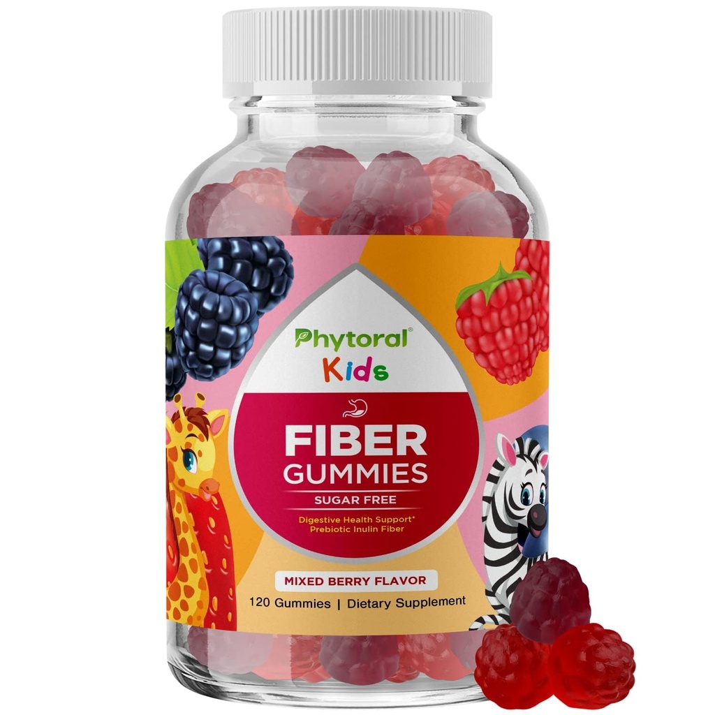 High Prebiotic Fiber Gummies for Kids - Dieetvezelsupplementen voor spijsvertering en constipatie - Chicory Root Kids Immune Gummies - Non-GMO & Vegan Digestieve Voedingssupplementen - 120 Tellen