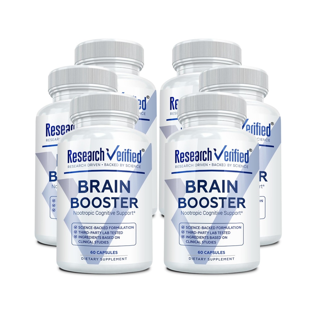 Brain Booster - Nootrope supplement om cognitieve functie te verbeteren - 360 Vegan Friendly Capsules - 6 flessen