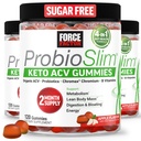 Force Factor ProbioSlim Keto ACV Gummies, Biologische Apple Cider Vinegar Gummies met LactoSpore Probiotica & Prebiotica ter ondersteuning van spijsvertering, Metabolisme, & Immune Health, 1 Net Carb, Apple Flavor, 360ct