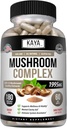 Kaya Naturals Premium Mushroom Complex Potent - Mushroom Supplement - Mushroom Complex Capsules 1995mg Per Serving - Aids Mental Clarity Ondersteunt Immune System, Wellness & Vitality - 180 Tel.