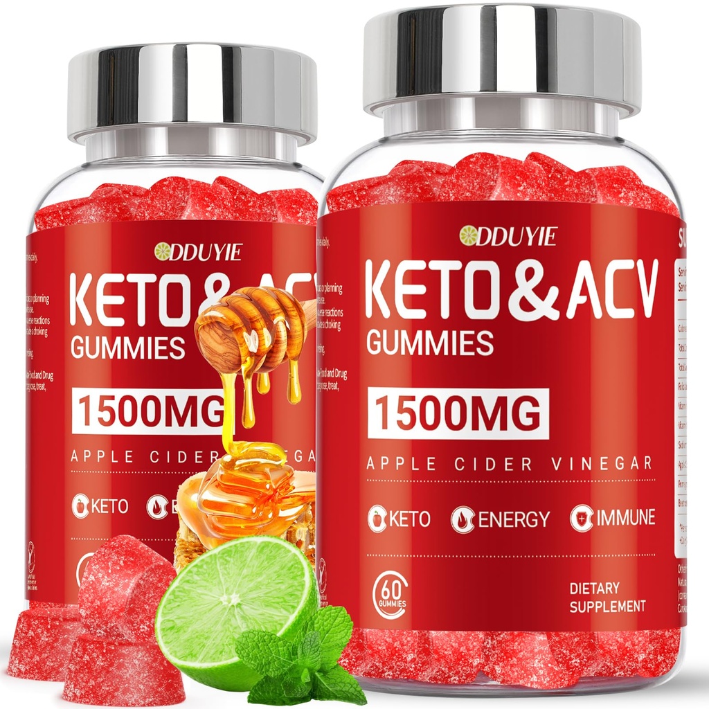 Keto ACV Gummies - 1500mg Apple Cider Vinegar Gummies with Granaatappel Beetwortel & Vitamine B12 B6 - Citroen Honey Flavor - for Men & Woman - GMO Free & Vegan - 120 Tel.
