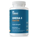 Dr Tobias Omega 3 Huile de poisson, 2000mg Triple Strength avec 800mg EPA 600mg DHA par service, Huile de poisson Omega 3 Suppléments pour le cœur, le cerveau et le soutien immunitaire, 90 Softgels, 45 portions