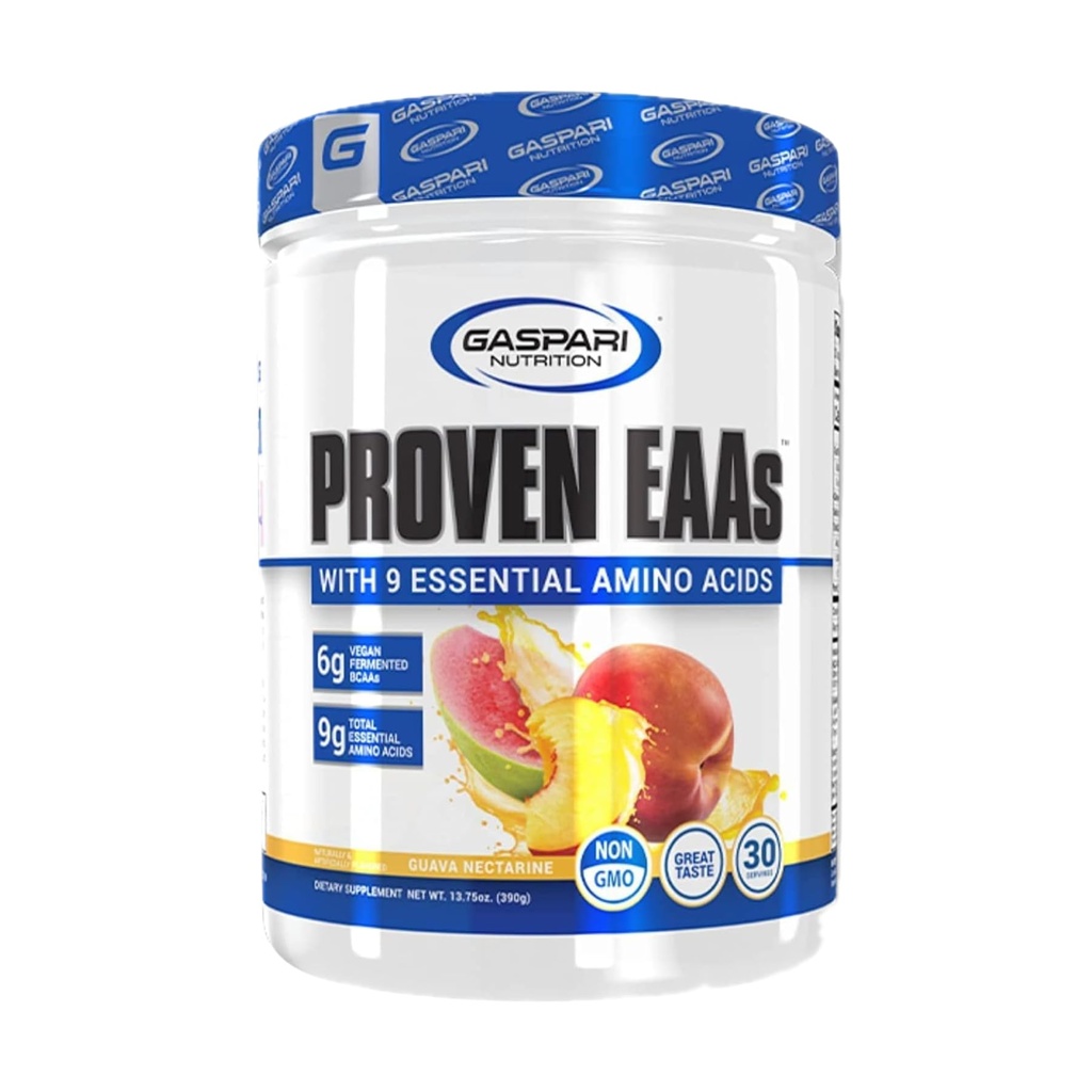 Gaspari Nutrition Proven EAAs, Vegan Fermented EAAs, Verbetert herstel & Replenishes Electrolytes, Non GMO (30 Servings, Guava Nectarine)