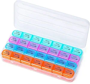 28 Dag Maandelijkse Pillen Organisator - Weekly Pillen Box 1 Tijd per dag, 4 Weken Grote Pillen Case voor Reizen, Groot Compartiment Persoonlijke Pillen Organisators voor Vitaminen, Visolie, Supplementen en Geneeskunde