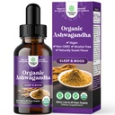 Bouteilles liquides d'Ashwagandha bio - Extrait de racine d'Ashwagandha pour le stress et l'humeur - Délicieux gouttes d'adaptogène pur pour adultes - Teintures à base de plantes sans alcool pour le repos - Bouteille de 30 ml