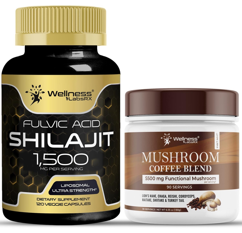 WELNESS LABSRX Shilajit Pure Himalaya Capsules 15.000 mg - Paddestoel Koffie Blend