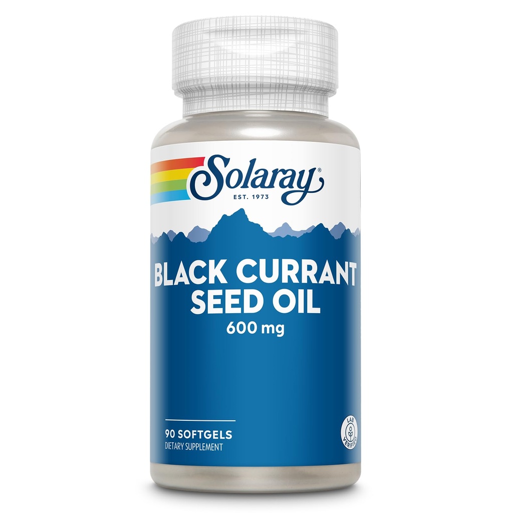 SOLARAY Black Currant Seed Oil 600 mg - Het leveren van antioxidanten, Gamma Linolenic Acid (GLA), Alpha Linolenic (ALA) en Linoleic Acid (LA) - Skin Health Support - 60-Day Garantie, 90 Serv, 90 Softgels