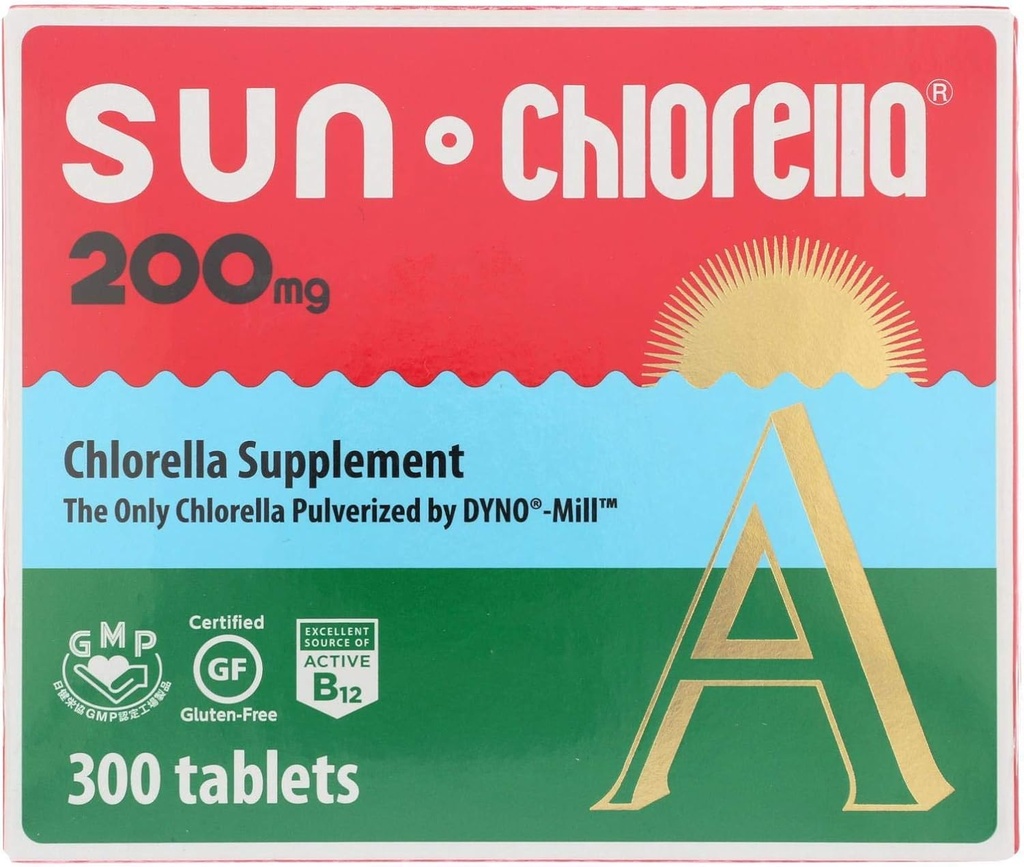 SUN CHLORELLA - Chlorella Supplement, Vitamine-Verrijkt en Vegan-Vriendelijke Tabletten (200 Mg - 300 ct)