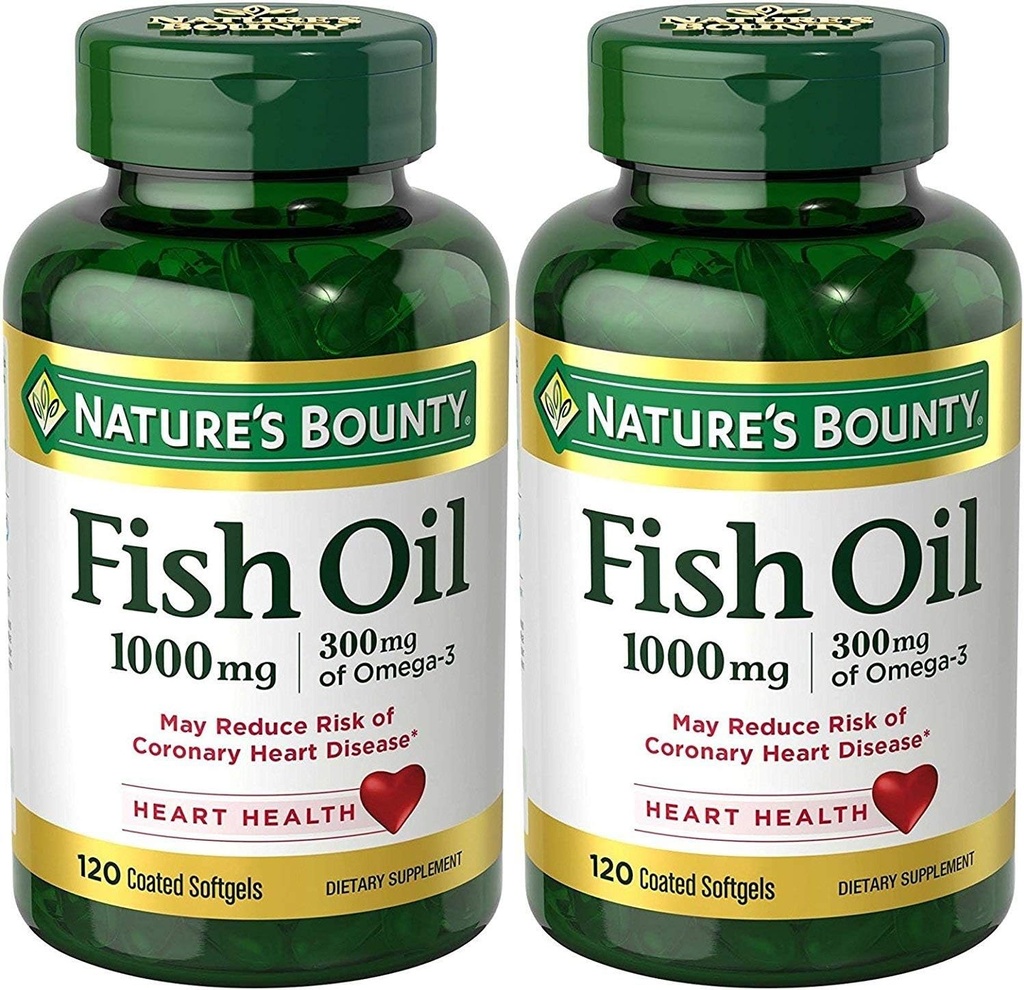 Nature's Bounty Fish Oil (Odorless) 1000 Mg, 240 Softgels (2 X 120 Telflessen)