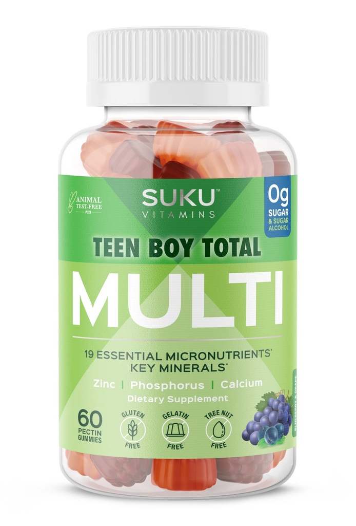 SUKU Tienerjongen Multivitamine Gummies Vitaminen A, B12, C, D3, E, Zink & Biotine 