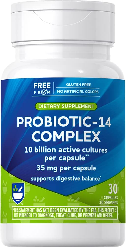 Rite Aid Probiotic 14 Complex 10 Miljard - 30 Tel, het herstellen van goede bacteriën, Colon Health, Daily Colon Health Probiotic, Heren & Womens Probiotic