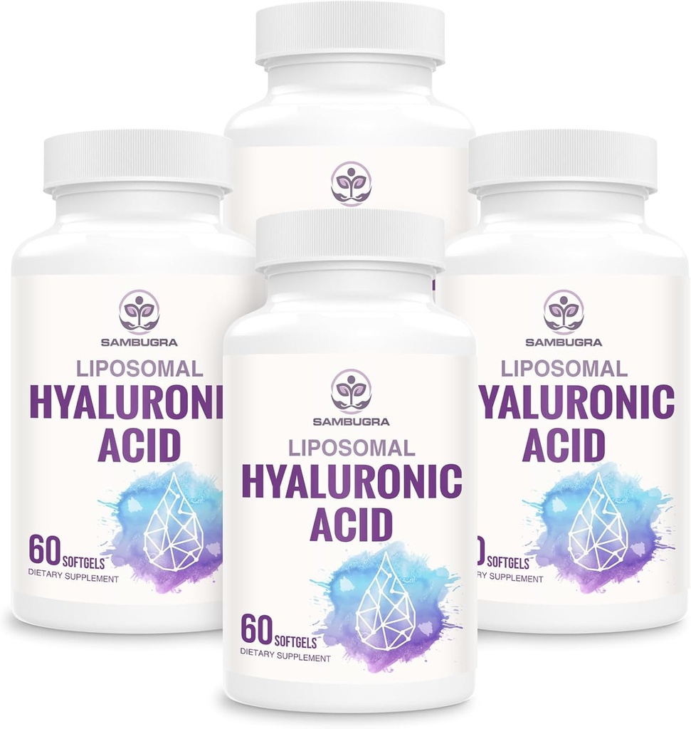 Liposomaal Hyaluronzuur 1000mg, hoge biologische beschikbaarheidHyaluronzuurcapsules, voedingssupplement ondersteuning huid en botten, 240 capsules (verpakking van 4)