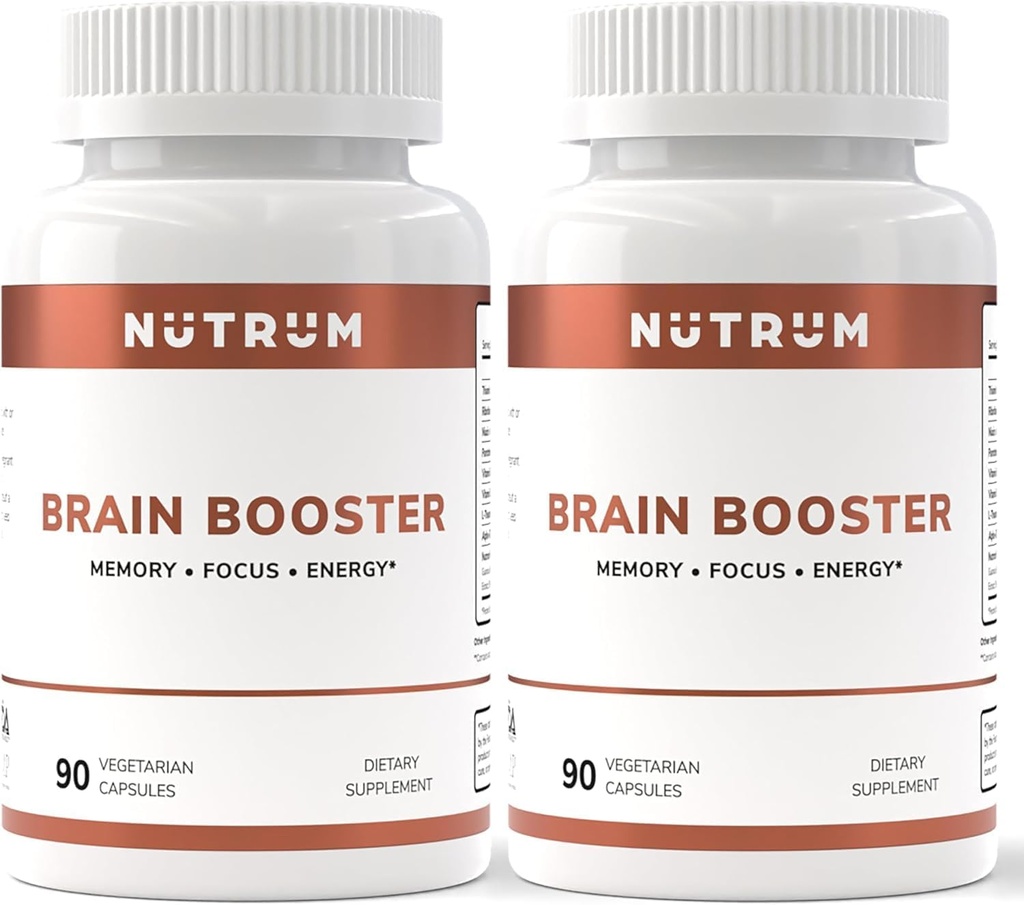 Brain Booster Supplement - Brain Power Nootrope Supplement - Brain Pillen voor Focus, Geheugen, Helderheid, Energie en Betere Concentratie met Alpha-GPC, L-Theanine, Rhodiola, Ginseng, Guarana (pakket van 2)