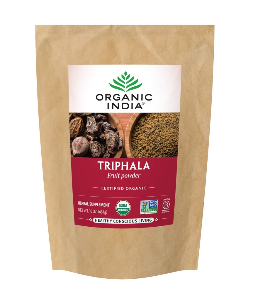 Biologische India Triphala - Kruidensupplement met Amla, Bibhitaki, Haritaki, Digestie & Colon Ondersteuning, Immuun Systeem Ondersteuning, Adaptogen, Vegan, USDA Certified Organic - 1 lb Bag