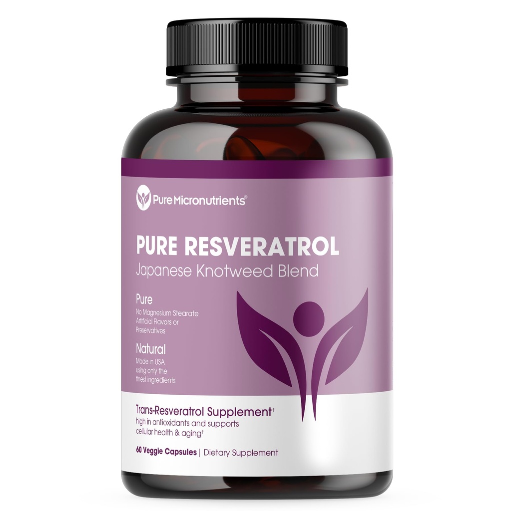 Pure Resveratrol Supplement - Extra sterkte 600mg Trans-Resveratrol Per Serve - voor hart, cognitieve, immuungezondheidsondersteuning Gezuiverd en biologisch beschikbaar - 60 Vegan Caps