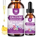 Calcium citraat 1000mg met vitamine D3 voor vrouwen en mannen - Liquid Calcium Magnesium Zink D3 K2 Supplement voor bot, Tanden Ondersteuning, Suikervrij, Veganistisch, Banana Flavor - 1 Fl Oz (2 Pack)