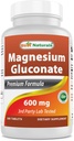Best Naturals Magnesium Gluconaat (35 mg Elementaal Magnesium van 600 mg Magnesium Gluconaat) 180 tabletten