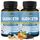 Biologische Cadane 2 Packs Quercetine Supplementen Capsules, 6in1 met Kurkuma, Berberine, Stinging Nettle, Black Seed, Black Pepper - Ondersteunt Immuun Systeem - 4 Maanden Levering