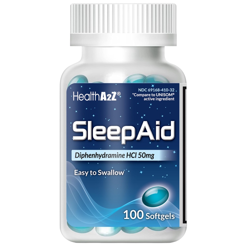 HealthA2Z Slaaphulp, Difenhydramine Softgels, 50mg, Ondersteunt Dieper, Rustvol Slapen, Niet Habit-Forming (100 Tellingen)