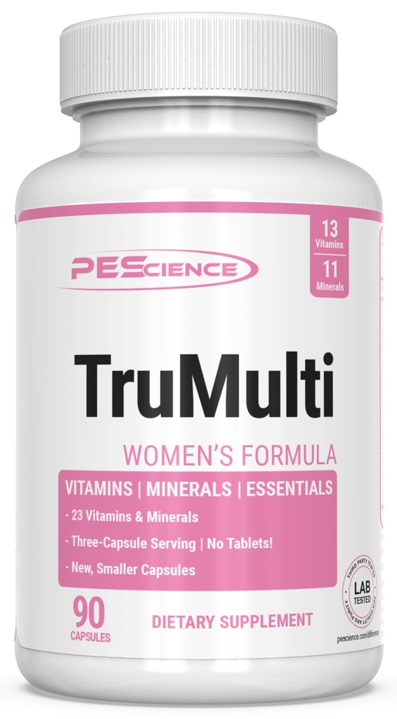 PEScience TruMulti Multivitamine voor vrouwen met ijzer, Dagelijkse Formule met Premium Vitamine C, D, Zink Supplement voor Immuun Ondersteuning, Gechelde Mineralen, 90 Gemakkelijk te slikken Capsules