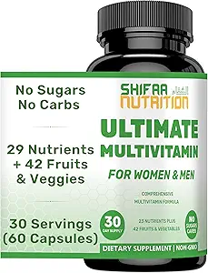 SHIFA NUTRITION Halal Multivitaminen voor vrouwen, mannen & volwassenen, 30 Servers 