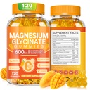 Magnesium Glycinate Gummies 600mg, Kauwbare suikervrije Kalium Magnesium Gummies met Magnesium Glycinate, Vitamine D, B6 en CoQ10 voor Slaap, Ontspannen, Hersen & Spier, 120 Tellen