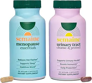 Peri/Menopause + Bladder Support Bundle - Ease Hot Flashes & Night Sweats, krachtige blaasondersteuning, stabiliseren Mood & Thicken Hair. Wetenschap-teruggesteund 1 maand levering