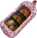 Bling pil Organizer - Schattige en compacte pil Box voor portemonnee - Stijlvolle pil Case met Sparkling Design - Travel-Friendly Medicine Holder - Schuif in / uit Design pil Organizer (Pink)