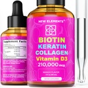 Liquid Biotin Keratine Collagen Peptiden & Vitamine D3 voor haargroei MCT oliedruppels 210.000mcg 