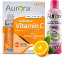 Aurora Nutrascience Mega Liposomal Vitamine C 32 Pack + Vitamine D3/K2 Bottle Bundle - Supplement for Immune Support & Cognitive Health - 32 Servings Each