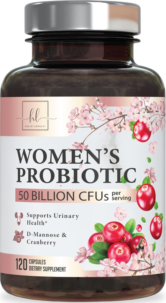 Probiotiques pour les femmes Soutien de la santé digestive - 90 milliards UFC Probiotique pour les femmes, 16 souches, canneberge, probiotique vaginal avec prébiotiques, PH, immunitaire, urinaire et soutien de la santé féminine, 120 capsules