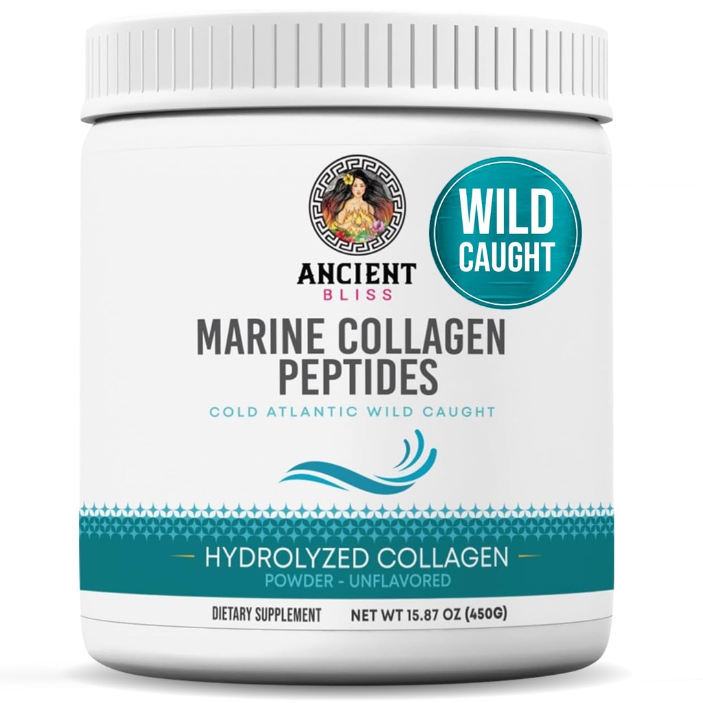 Oude Gelukzaligheid Wild-Caught Marine Fish Collagen Peptides Powder, Flavorless Collageen Protein Supplement met Type 1, Non-GMO, Glutenvrije, Aminozuur Supplement voor huid, haar en nagels, 15.87 Oz