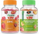 Levensvatbare Zink Kids + Kurkuma Curcumin Kids, Gummies Bundle - Grote Proeverij, Vitamine Supplement, Glutenvrij, GGO-vrij, Kauwbare Gummy