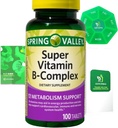 Super Vitamin B-Complex 100 Tablets Dietary Supplement Bundle Exclusive Better Ligth&Spring Guide + Weekly Pill Organize (3 Items)