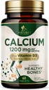 Calcium 1200 mg met vitamine D3 - Bone Health Supplement, Vitamine D & Calcium Supplementen voor vrouwen en mannen - Botsterkte, Tanden & Immuun Ondersteuning, Nature's Calcium Pillen, gebotteld in de VS - 60 tabletten