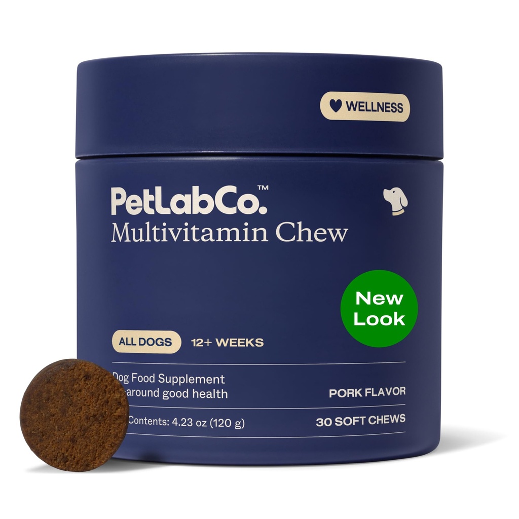 PetLab Co. 22 en 1 Dog Multivitamine - Soutien Réponse immunitaire du chien, peau, manteau, articulations et santé générale - Vitamines A, E, D, B12, Minéraux, Antioxydants - Arôme de porc à croquer - Emballage May Vary