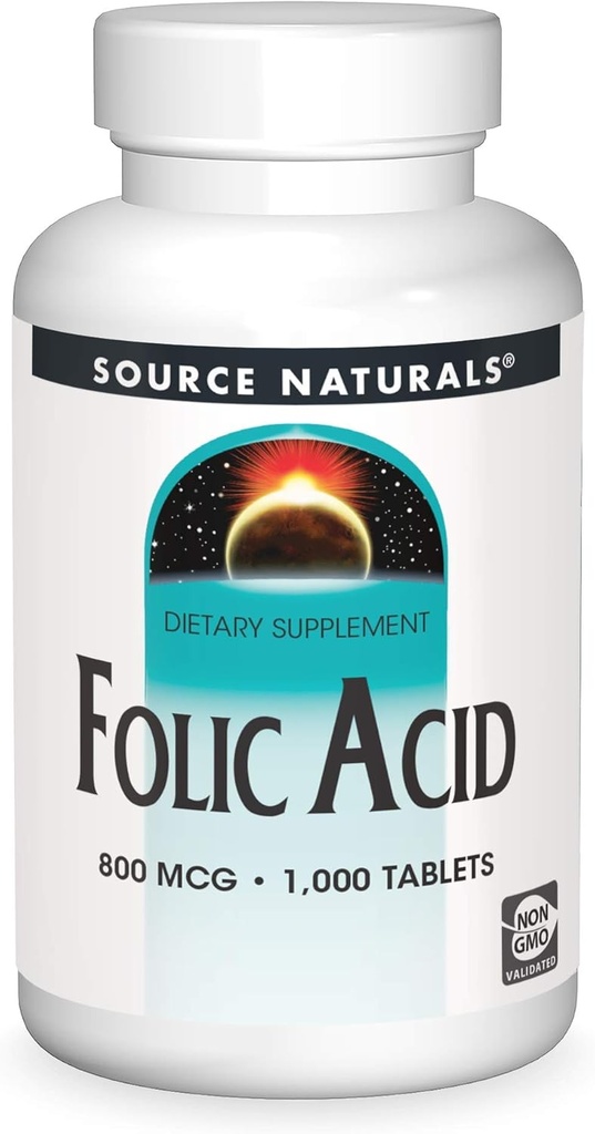 Bron Naturals Foliumzuur 800 mcg Dieetsupplement - 1000 tabletten